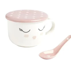 Bol jumbo 62cl avec cuillère et couvercle blush girly