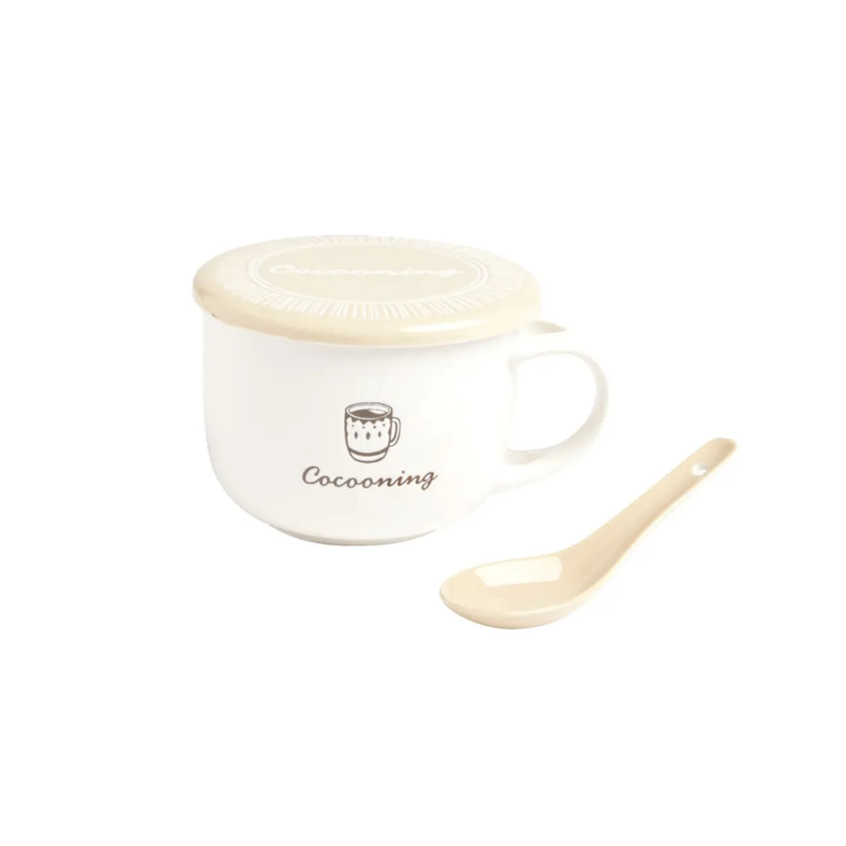 Bol jumbo 62cl avec cuillère et couvercle cocooning < Gifi Outlet