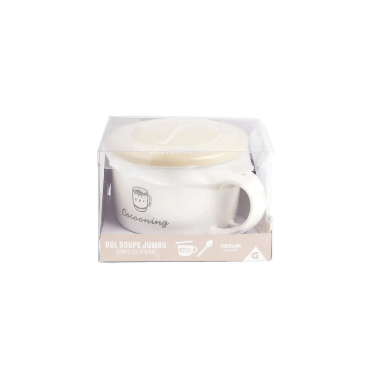 Bol jumbo 62cl avec cuillère et couvercle cocooning < Gifi Outlet