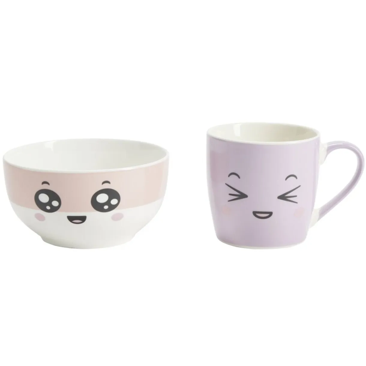 Bol 500ml avec mug 300ml kawaii porcelaine rose et violet < Gifi New