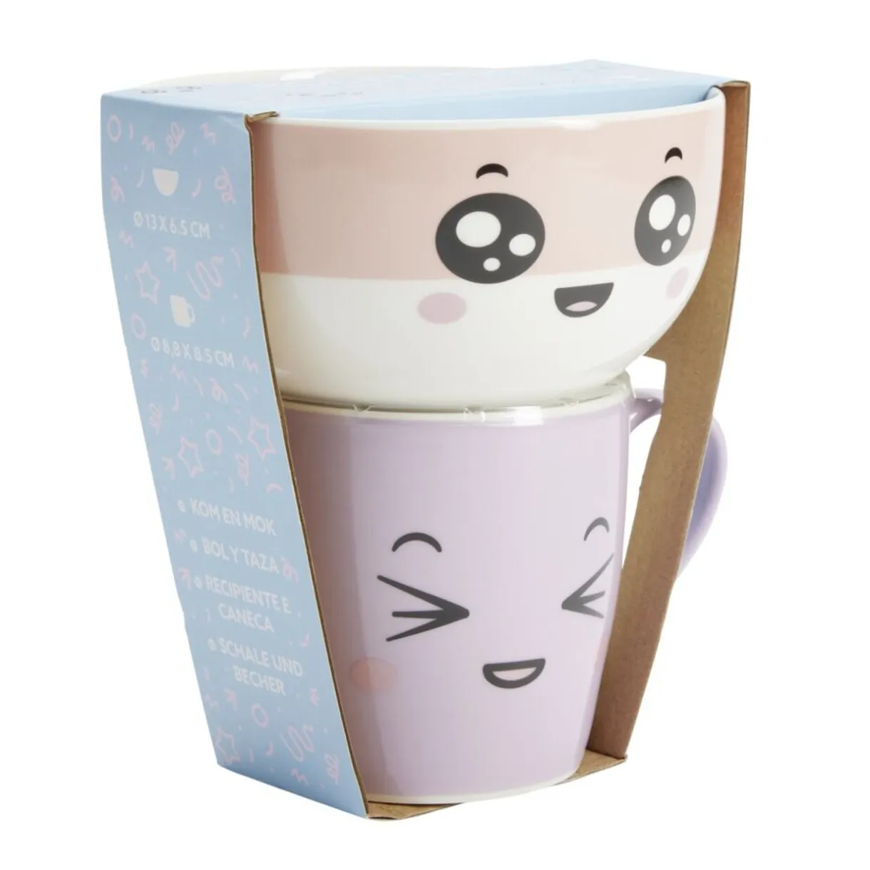 Bol 500ml avec mug 300ml kawaii porcelaine rose et violet < Gifi New
