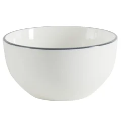 Bol porcelaine blanc liseré gris Ø15xH7cm