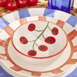Bol porcelaine blanc motif grappe de tomate Ø12xH10cm < Gifi Clearance