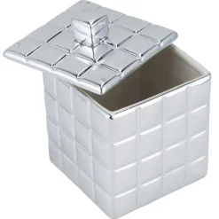 Bonbonnière carré rétro céramique chromé 11x11x14cm < Gifi Clearance