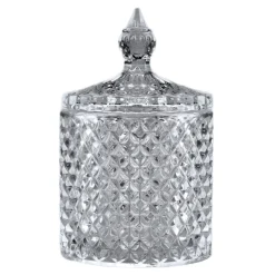Bonbonnière en verre avec couvercle design forme diamant Ø7xH11cm < Gifi Outlet