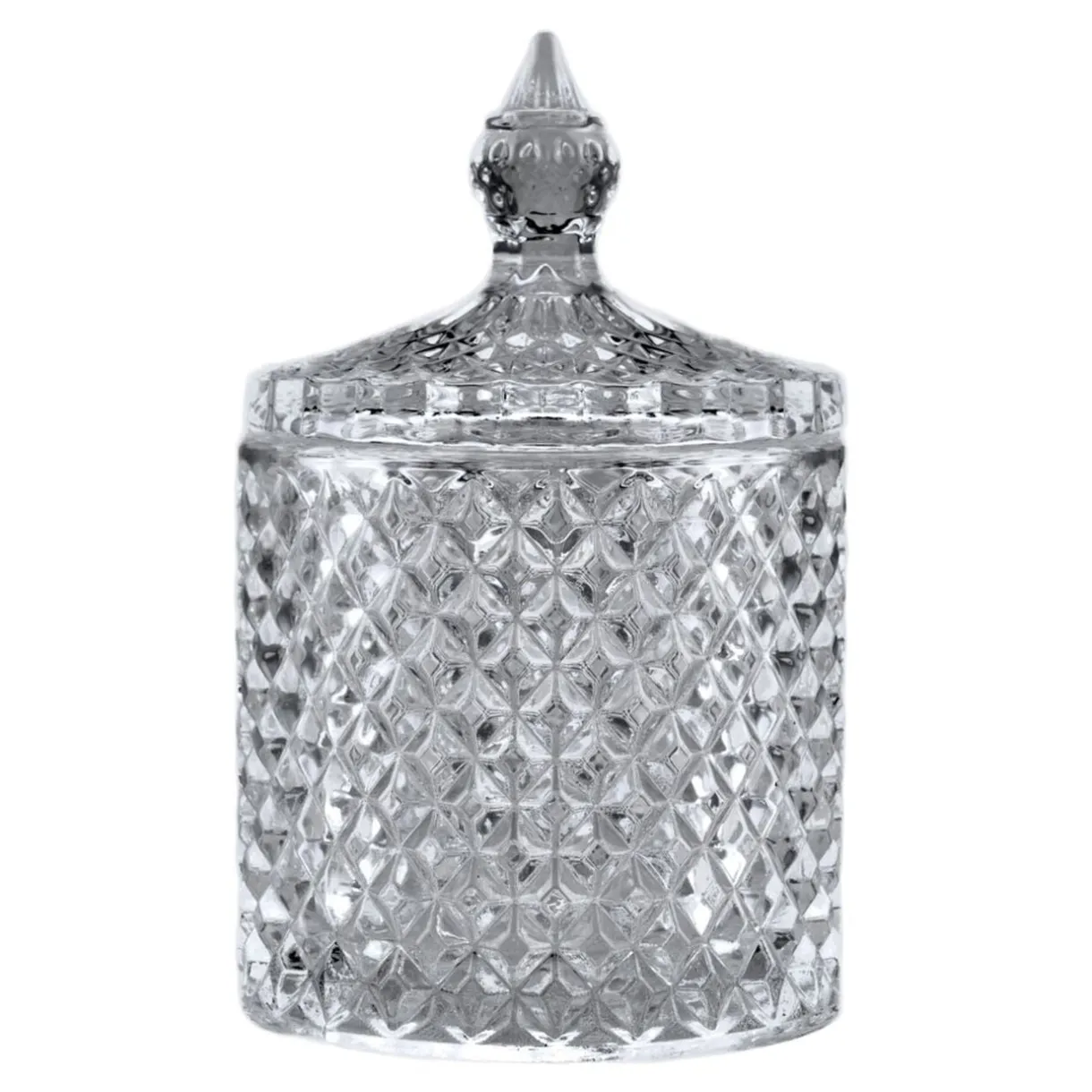 Bonbonnière en verre avec couvercle design forme diamant Ø7xH11cm < Gifi Outlet