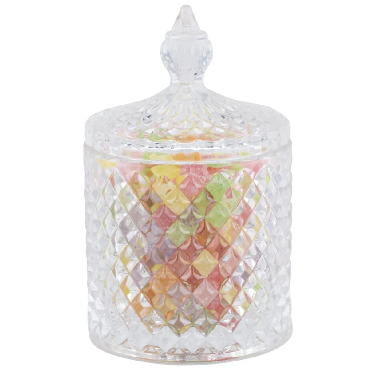 Bonbonnière en verre avec couvercle design forme diamant Ø7xH11cm < Gifi Outlet