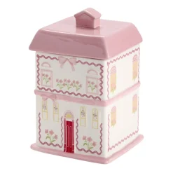 Bonbonnière forme maison dolomite rose 15x15xH24cm