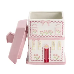 Bonbonnière forme maison dolomite rose 15x15xH24cm