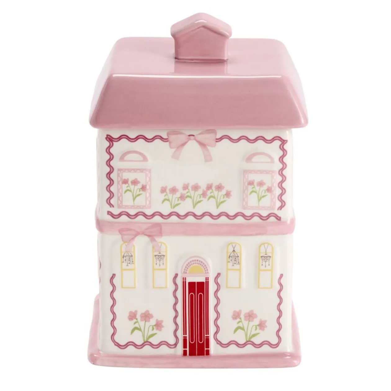Bonbonnière forme maison dolomite rose 15x15xH24cm