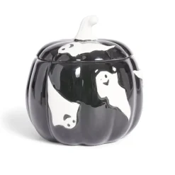 Bonbonnière Halloween 1L citrouille noire fantômes blancs Ø13,5xH15,8cm < Gifi New