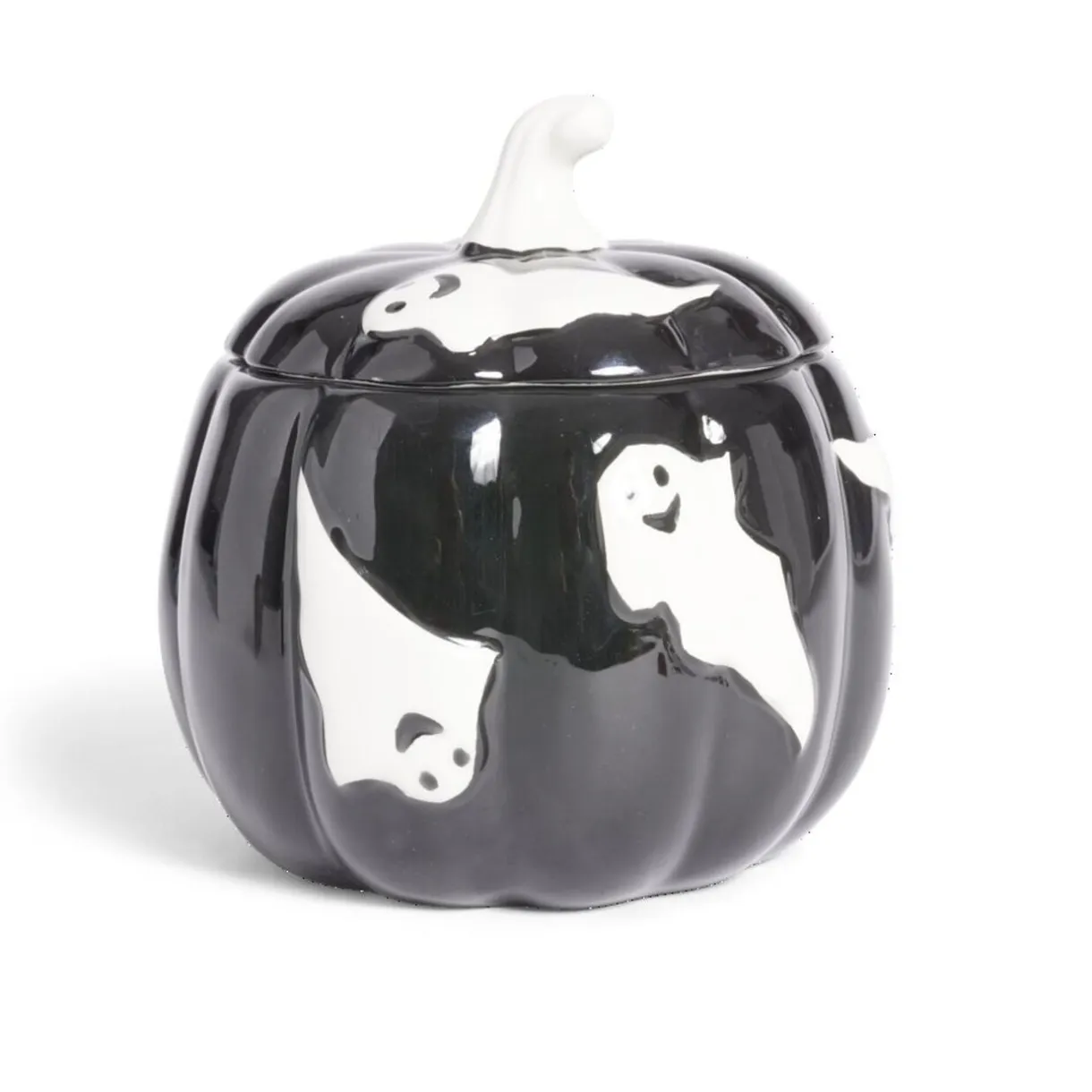 Bonbonnière Halloween 1L citrouille noire fantômes blancs Ø13,5xH15,8cm < Gifi New