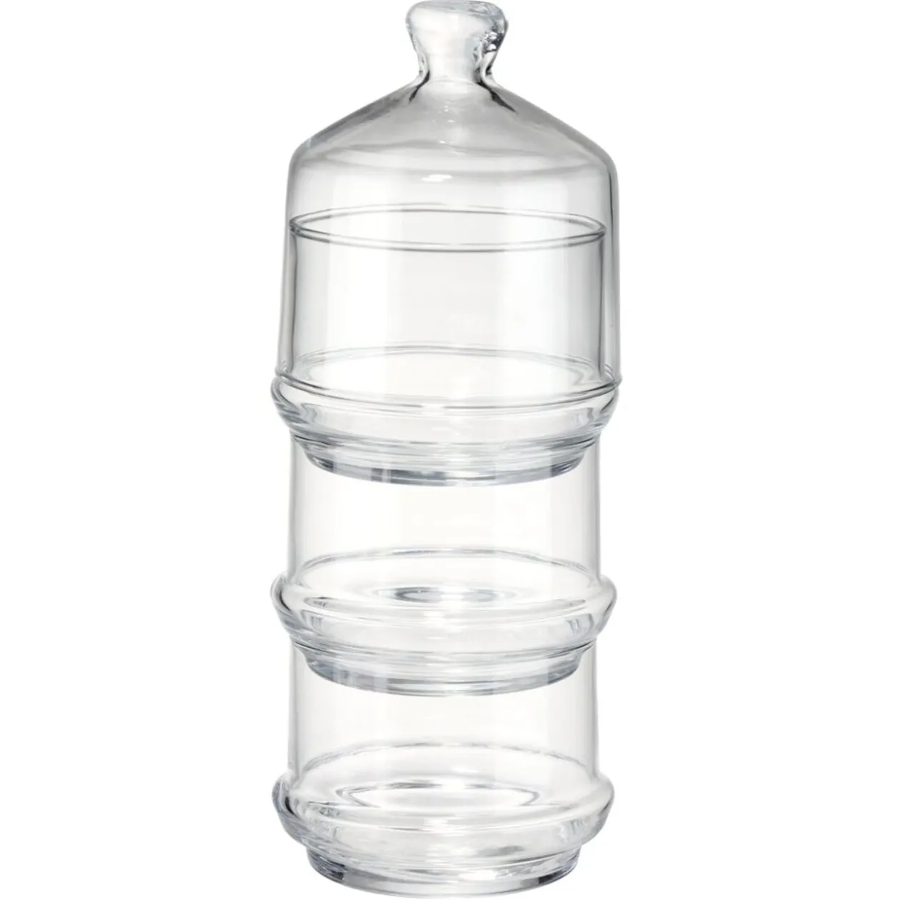 Bonbonnière x3 empilable en verre transparent Ø9,5xH29cm
