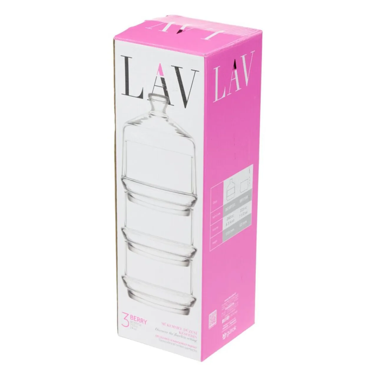 Bonbonnière x3 empilable en verre transparent Ø9,5xH29cm