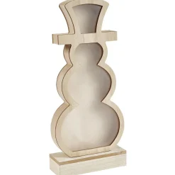Bonhomme de neige lumineux en bois à poser H33cm < Gifi Discount