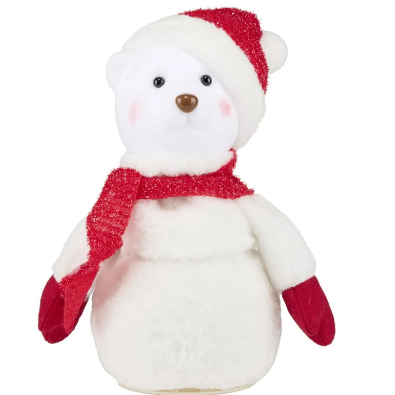 Bonhomme de neige ours décoratif animé musical H25cm