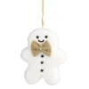 Bonhomme pain d'épices de Noël feutrine blanc à suspendre H10cm (2 modèles)