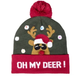 Bonnet lumineux pour adulte motif de Noël (3 modèles)