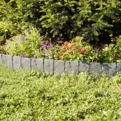 Bordure de jardin à planter effet pierre grise 4 pièces L25xH10cm