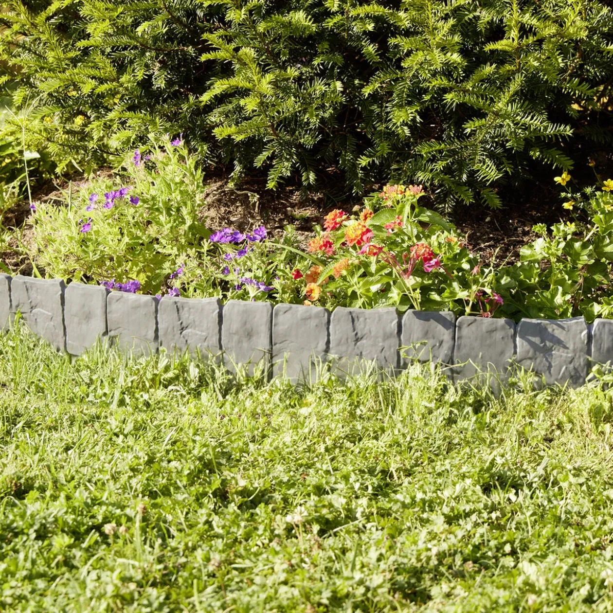 Bordure de jardin à planter effet pierre grise 4 pièces L25xH10cm