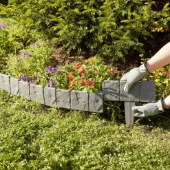 Bordure de jardin à planter effet pierre grise 4 pièces L25xH10cm