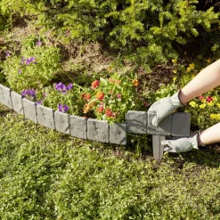 Bordure de jardin à planter effet pierre grise 4 pièces L25xH10cm