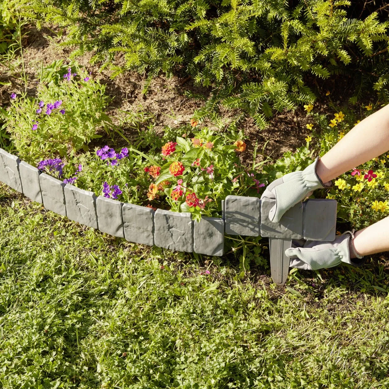 Bordure de jardin à planter effet pierre grise 4 pièces L25xH10cm