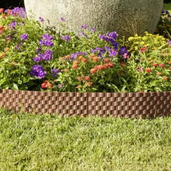 Bordure de jardin plastique effet tressé L60xH22cm (2 modèles gris ou marron)