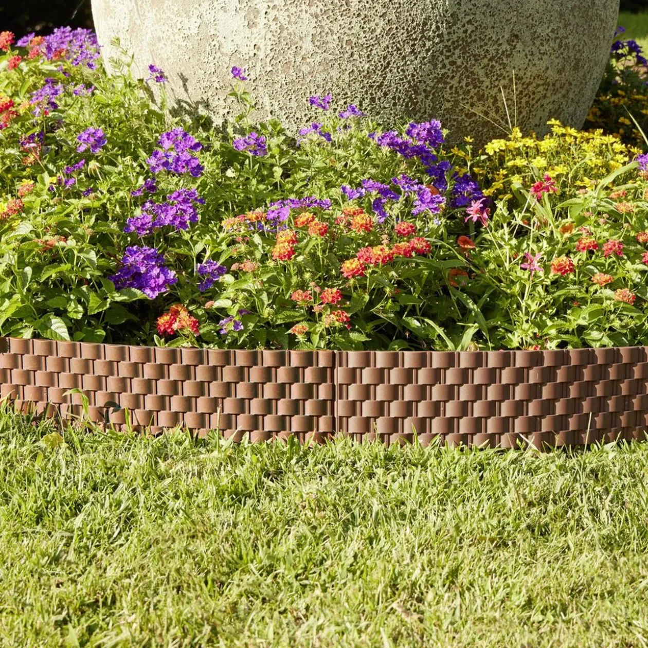 Bordure de jardin plastique effet tressé L60xH22cm (2 modèles gris ou marron)