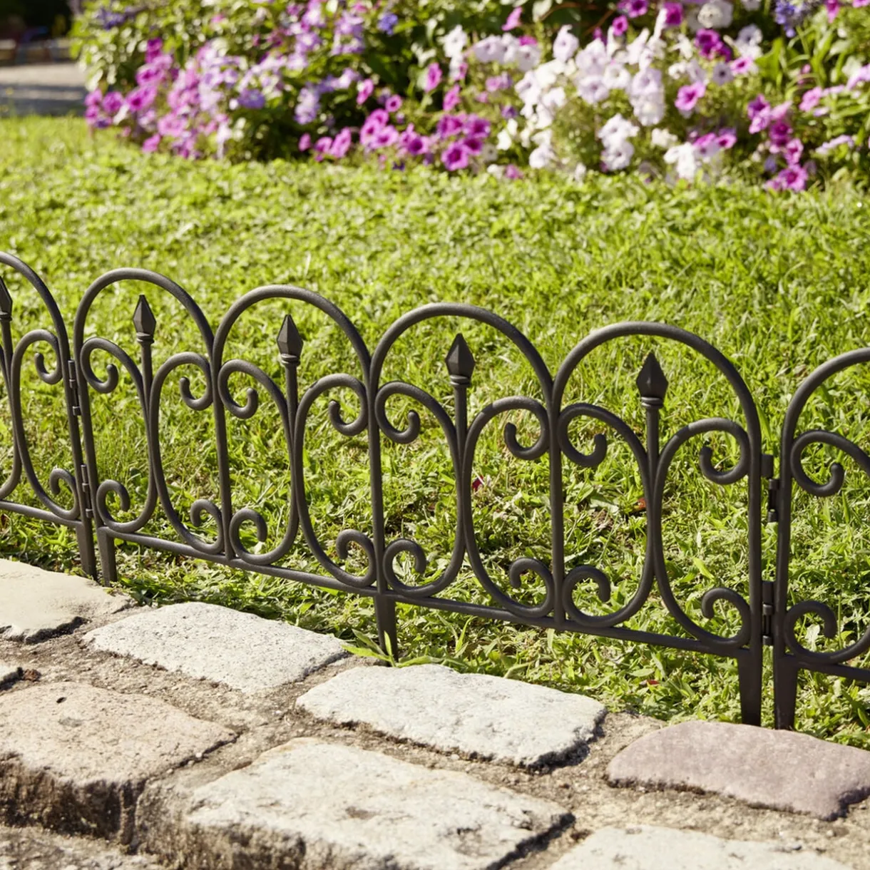 Bordure de jardin x4 plastique style fer forgé noir 50xH33cm < Gifi Best