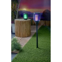 Borne solaire 3en1 effet flamme 28 LED multicolores télécommande