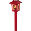 Borne solaire lanterne rouge vintage 10LED blanc chaud effet flamme H37cm (3 modèles)