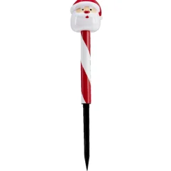 Borne solaire 1 LED Noël rouge et blanc H35cm (2 modèles)