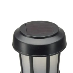 Borne solaire à planter effet flamme plastique et bambou noir Ø7xH50cm < Gifi