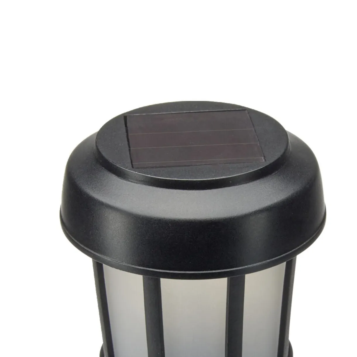 Borne solaire à planter effet flamme plastique et bambou noir Ø7xH50cm < Gifi