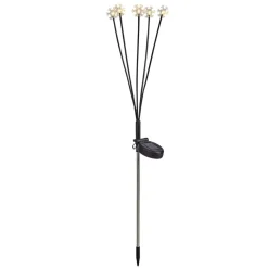 Borne solaire à planter 5 tiges forme flocon de neige LED blanc chaud H70cm