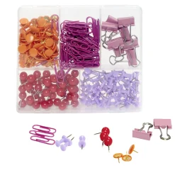 Boîte accessoires de bureau trombones, pinces et punaises