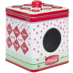 Boîte alimentaire Coca Cola carrée métal avec fenêtre H16cm (2 modèles)