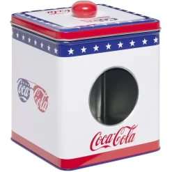 Boîte alimentaire Coca Cola carrée métal avec fenêtre H16cm (2 modèles)