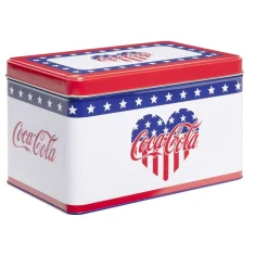 Boîte alimentaire Coca Cola rectangulaire métal 22x13xH13,5cm (2 modèles)