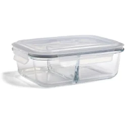 Boîte alimentaire compartimentée en verre couvercle plastique 1,48L