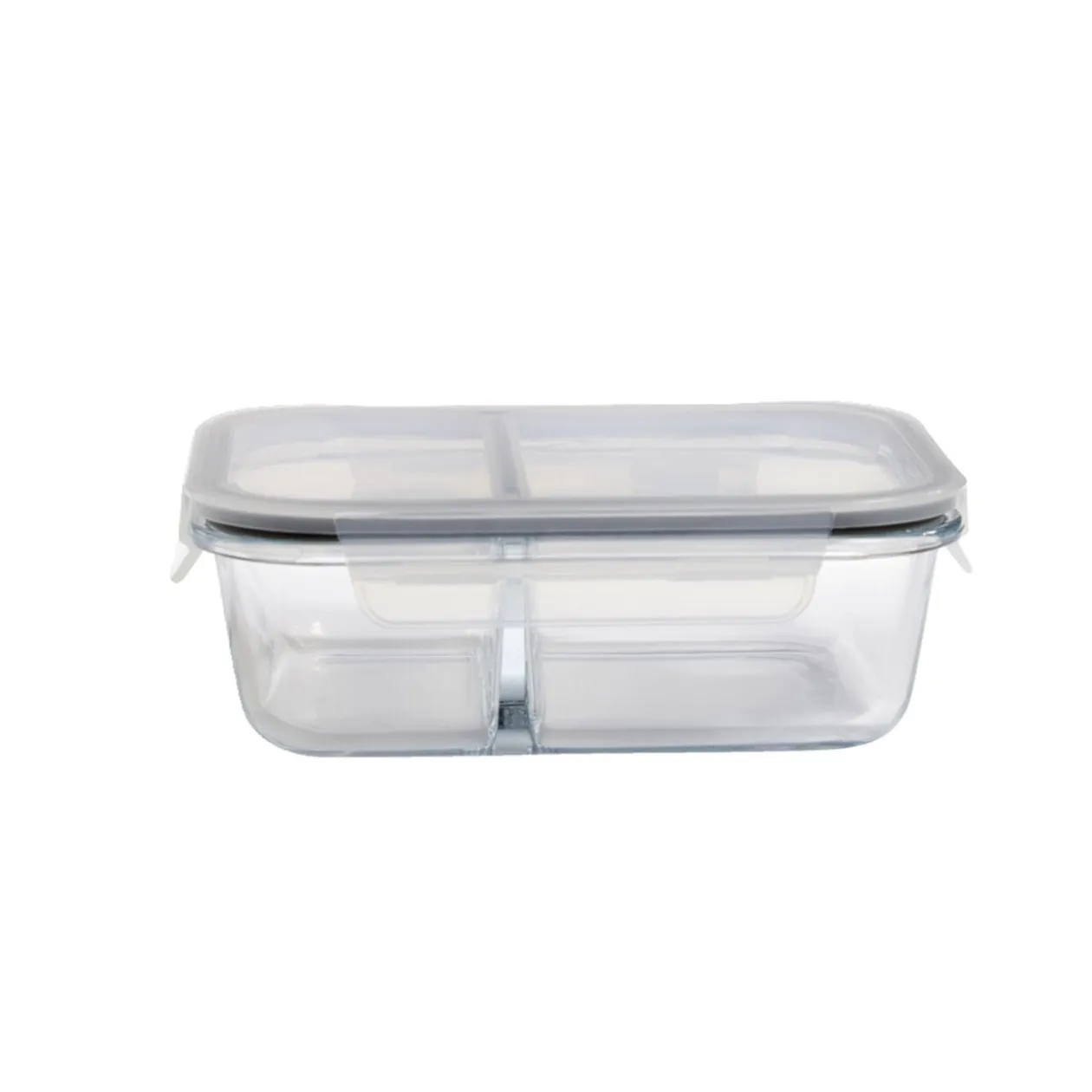 Boîte alimentaire compartimentée en verre avec couvercle plastique 1,04L