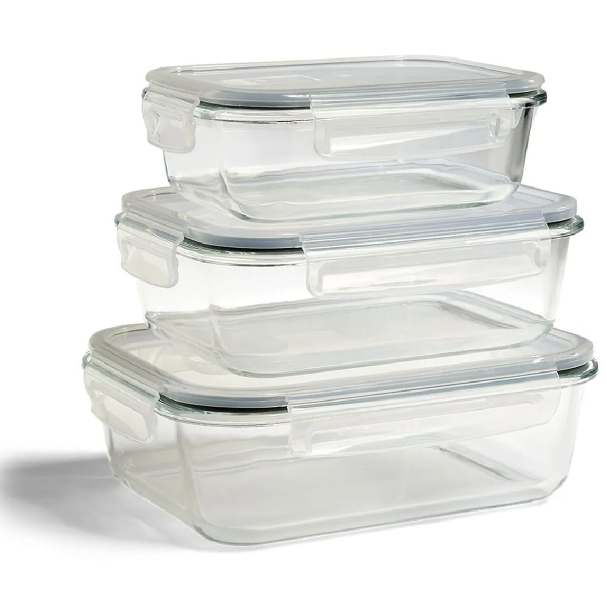 Boîte alimentaire en verre avec couvercle en plastique à clips 1,5L < Gifi Outlet