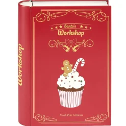 Boîte alimentaire forme livre avec décor Noël métal L19X15XH4 cm rouge < Gifi