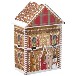 Boîte alimentaire forme maison pain d'épice métal L14X9XH22 cm