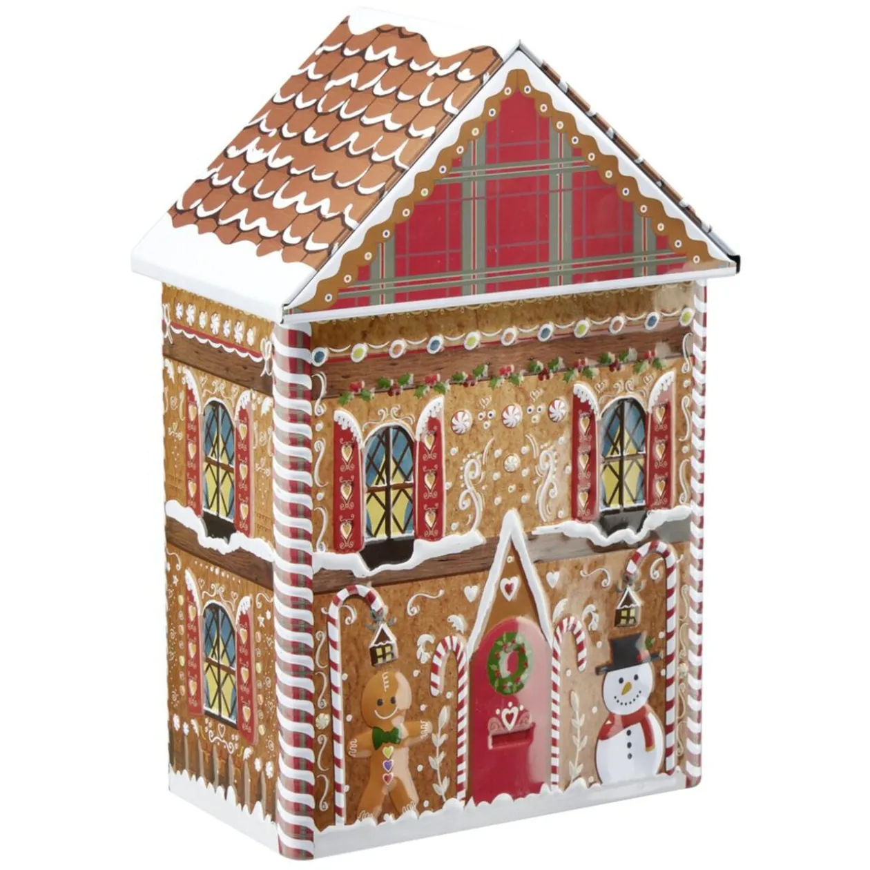Boîte alimentaire forme maison pain d'épice métal L14X9XH22 cm