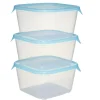 Boîte alimentaire 1,2L x3 Fresh Go carré plastique transparent et bleu 15,5x15,5cm < Gifi New