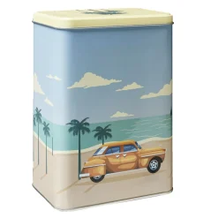 Boîte alimentaire métal décor vintage 14,5x10,5xH20cm (3 modèles)
