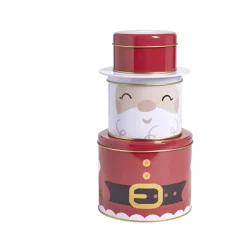 Boîte alimentaire Noël métal 3 compartiments Ø13,5xH26cm (2 modèles)
