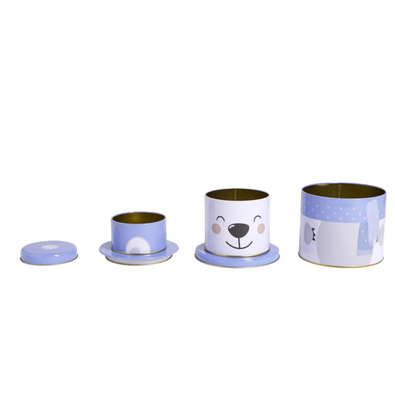 Boîte alimentaire Noël métal 3 compartiments Ø13,5xH26cm (2 modèles)
